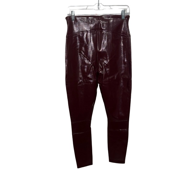 SPANXshape Women's Faux Patent Leather Leggings Burgundy Ruby High Rise L NWT - Picture 5 of 16